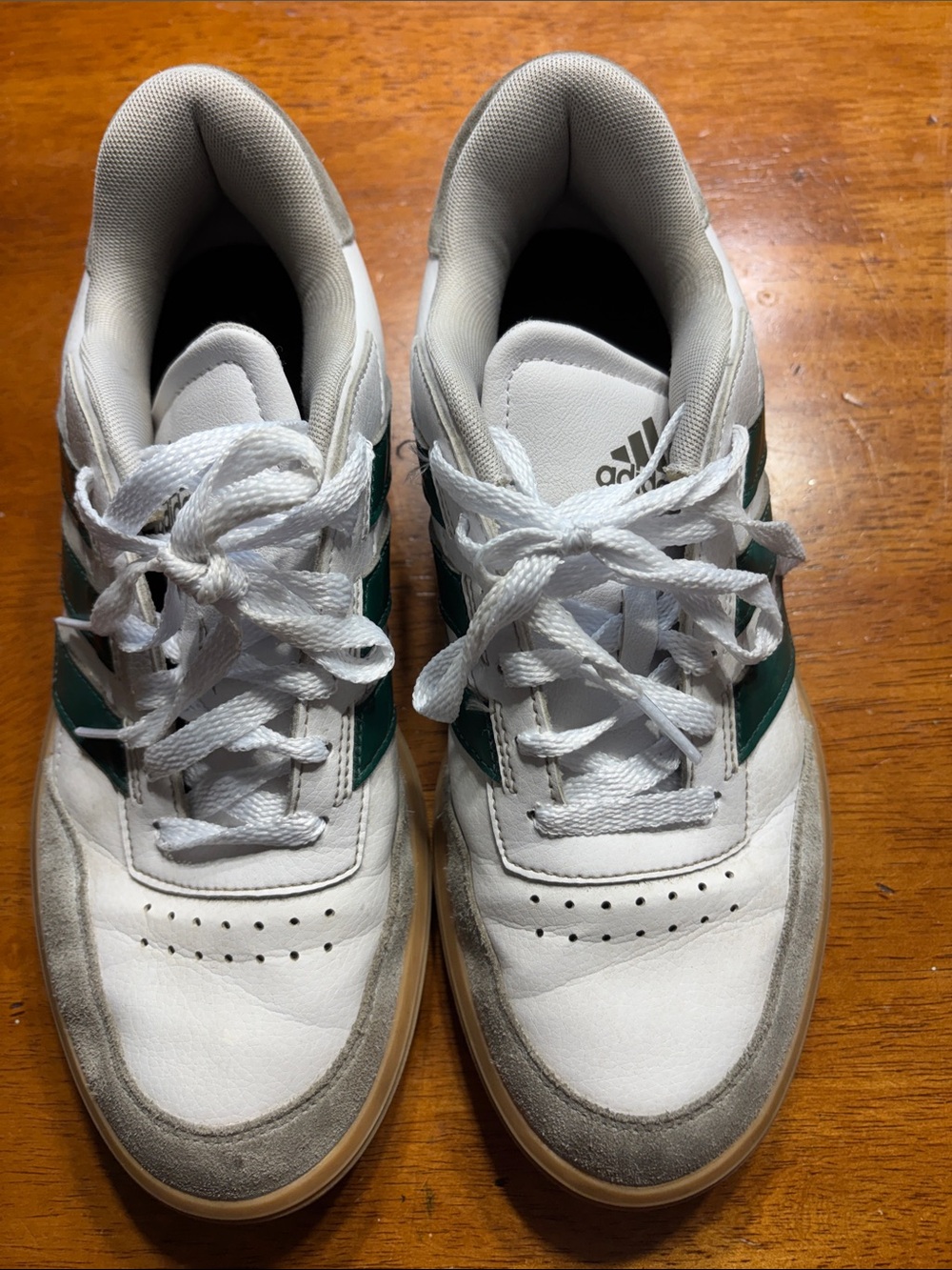 adidas Men’s White Sneakers with Green Stripes